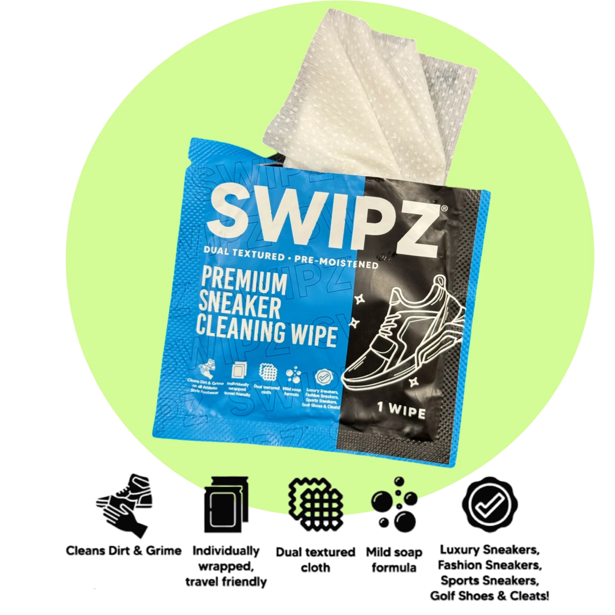 SWIPZ Sneaker Cleaner Wipes – Instant Shoe Cleaner for White Sneakers,